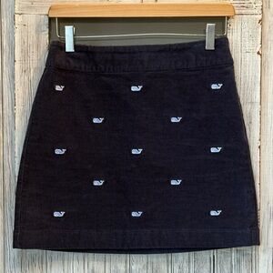 Vineyard Vines Corduroy Mini Skirt with Whale Design Navy Blue Size 00 EUC